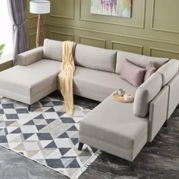 Coltar extensibil Efsun, Balcab Home, 300x78x80 cm, lemn, crem imagine