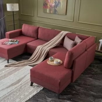 Coltar extensibil Efsun, Balcab Home, 300x78x80 cm, lemn, rosu imagine