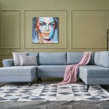 Coltar extensibil Eris, Balcab Home, 300x78x80 cm, lemn, albastru imagine