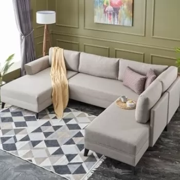 Coltar extensibil Eris, Balcab Home, 300x78x80 cm, lemn, crem imagine