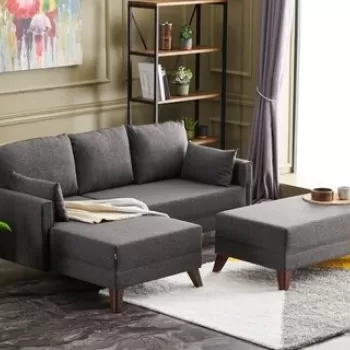 Coltar extensibil pe dreapta Bella Mini, Balcab Home, 205x81x85 cm, lemn, antracit imagine