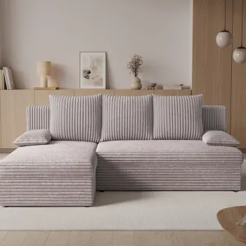 Coltar extensibil reversibil 3 locuri ELTAP, 03MOD, Gino, 201x143x90 cm, lemn/poliester, gri imagine