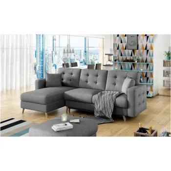 Coltar extensibil reversibil 3 locuri ELTAP, AsgL-02, Asgard, 248x162x93 cm, lemn/poliester, gri inchis imagine