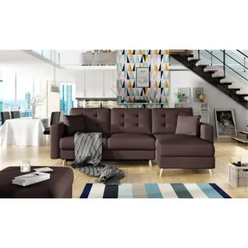 Coltar extensibil reversibil 3 locuri ELTAP, AsgL-06, Asgard, 248x162x93 cm, lemn/poliester, maro imagine