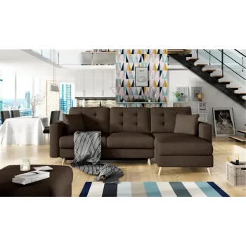 Coltar extensibil reversibil 3 locuri ELTAP, AsgL-13, Asgard, 248x162x93 cm, lemn/poliester, maro imagine