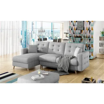 Coltar extensibil reversibil 3 locuri ELTAP, AsgL-19, Asgard, 248x162x93 cm, lemn/poliester, gri deschis imagine