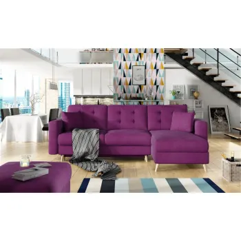 Coltar extensibil reversibil 3 locuri ELTAP, AsgL-20, Asgard, 248x162x93 cm, lemn/poliester, mov imagine