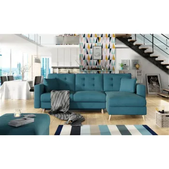 Coltar extensibil reversibil 3 locuri ELTAP, AsgL-21, Asgard, 248x162x93 cm, lemn/poliester, verde imagine