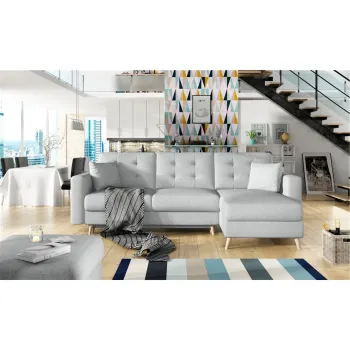 Coltar extensibil reversibil 3 locuri ELTAP, AsgL-22, Asgard, 248x162x93 cm, lemn/poliester, gri deschis imagine