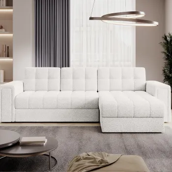 Coltar extensibil reversibil 3 locuri ELTAP, Blenvi, 260x150x82 cm, lemn/poliester, alb imagine