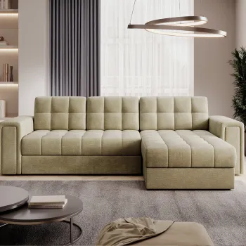 Coltar extensibil reversibil 3 locuri ELTAP, Blenvi, 260x150x82 cm, lemn/poliester, bej deschis imagine