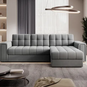 Coltar extensibil reversibil 3 locuri ELTAP, Blenvi, 260x150x82 cm, lemn/poliester, gri imagine