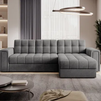 Coltar extensibil reversibil 3 locuri ELTAP, Blenvi, 260x150x82 cm, lemn/poliester, gri inchis imagine