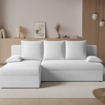 Coltar extensibil reversibil 3 locuri ELTAP, Gino, 201x143x90 cm, lemn/poliester, alb imagine