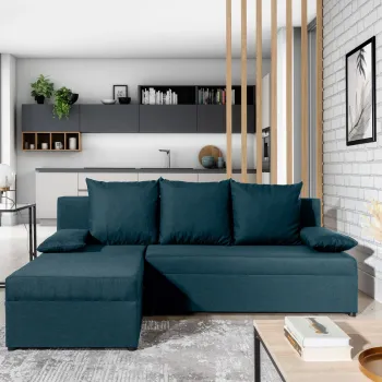 Coltar extensibil reversibil 3 locuri, ELTAP, Gino, 201x143x90 cm, lemn/poliester, albastru inchis imagine