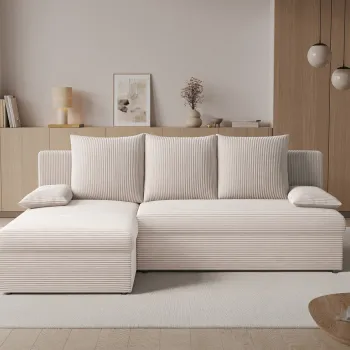 Coltar extensibil reversibil 3 locuri ELTAP, Gino, 201x143x90 cm, lemn/poliester, bej imagine