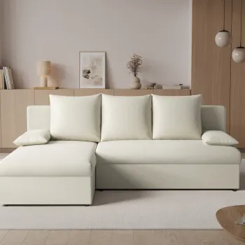 Coltar extensibil reversibil 3 locuri ELTAP, Gino, 201x143x90 cm, lemn/poliester, bej imagine