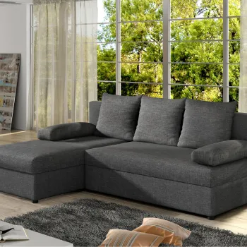 Coltar extensibil reversibil 3 locuri, ELTAP, Gino, 201x143x90 cm, lemn/poliester, gri inchis imagine