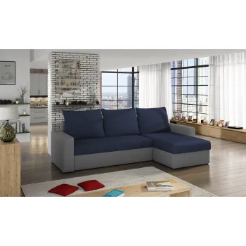 Coltar extensibil reversibil 3 locuri ELTAP, Livio, 237x150x72 cm, lemn/poliester, albastru inchis/gri inchis imagine