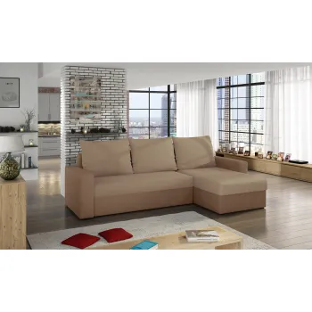 Coltar extensibil reversibil 3 locuri ELTAP, Livio, 237x150x72 cm, lemn/poliester, bej/maro deschis imagine