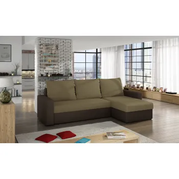 Coltar extensibil reversibil 3 locuri ELTAP, Livio, 237x150x72 cm, lemn/poliester, bej/maro inchis imagine