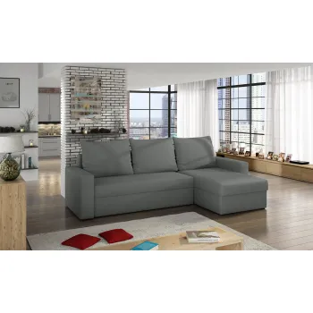 Coltar extensibil reversibil 3 locuri ELTAP, Livio, 237x150x72 cm, lemn/poliester, gri inchis imagine