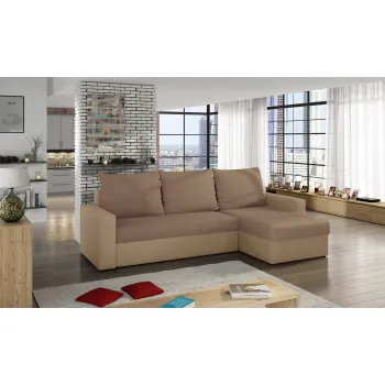 Coltar extensibil reversibil 3 locuri ELTAP, Livio, 237x150x72 cm, lemn/poliester, maro deschis/bej imagine