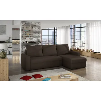 Coltar extensibil reversibil 3 locuri ELTAP, Livio, 237x150x72 cm, lemn/poliester, maro inchis imagine