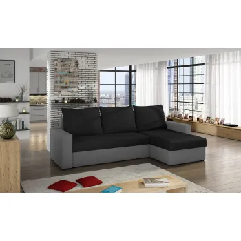 Coltar extensibil reversibil 3 locuri ELTAP, Livio, 237x150x72 cm, lemn/poliester, negru/gri inchis imagine