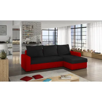 Coltar extensibil reversibil 3 locuri ELTAP, Livio, 237x150x72 cm, lemn/poliester, negru/rosu imagine