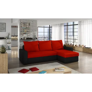 Coltar extensibil reversibil 3 locuri ELTAP, Livio, 237x150x72 cm, lemn/poliester, rosu/negru imagine