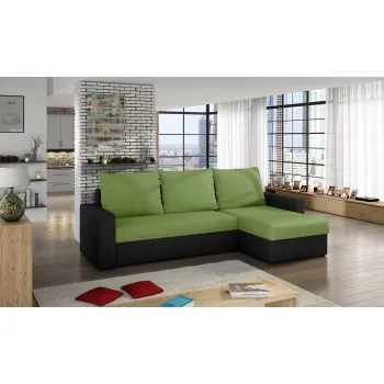 Coltar extensibil reversibil 3 locuri ELTAP, Livio, 237x150x72 cm, lemn/poliester, verde/negru imagine