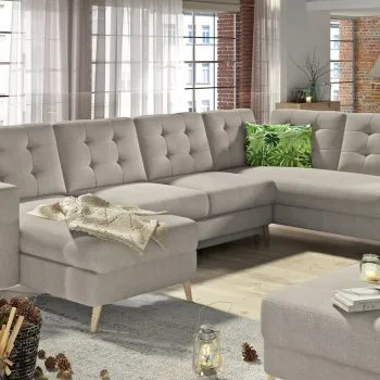 Coltar extensibil reversibil 5 locuri ELTAP, AsdU-01, Asgard, 326x202x93 cm, lemn/poliester, bej imagine