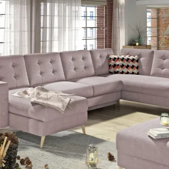 Coltar extensibil reversibil 5 locuri ELTAP, AsdU-12, Asgard, 326x202x93 cm, lemn/poliester, roz imagine