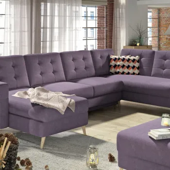 Coltar extensibil reversibil 5 locuri ELTAP, AsdU-13, Asgard, 326x202x93 cm, lemn/poliester, violet imagine