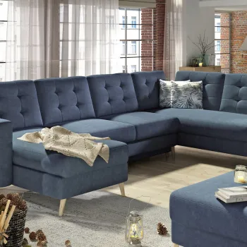 Coltar extensibil reversibil 5 locuri ELTAP, AsdU-14, Asgard, 326x202x93 cm, lemn/poliester, albastru imagine