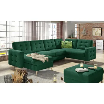 Coltar extensibil reversibil 5 locuri ELTAP, AsdU-19, Asgard, 326x202x93 cm, lemn/poliester, verde inchis imagine