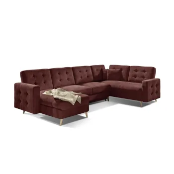 Coltar extensibil reversibil 5 locuri ELTAP, AsdU-22, Asgard, 326x202x93 cm, lemn/poliester, maro imagine