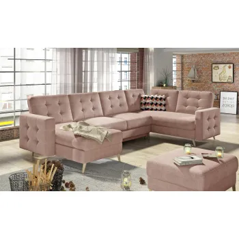 Coltar extensibil reversibil 5 locuri ELTAP, AsdU-24, Asgard, 326x202x93 cm, lemn/poliester, roz deschis imagine