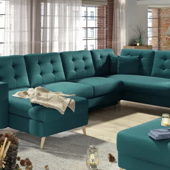 Coltar extensibil reversibil 5 locuri ELTAP, AsdU-34, Asgard, 326x202x93 cm, lemn/poliester, verde imagine