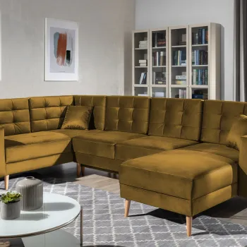 Coltar extensibil reversibil 5 locuri ELTAP, AsdU-56, Asgard, 326x202x93 cm, lemn/poliester, mustar imagine