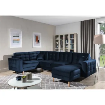 Coltar extensibil reversibil 5 locuri ELTAP, AsdU-58, Asgard, 326x202x93 cm, lemn/poliester, albastru inchis imagine