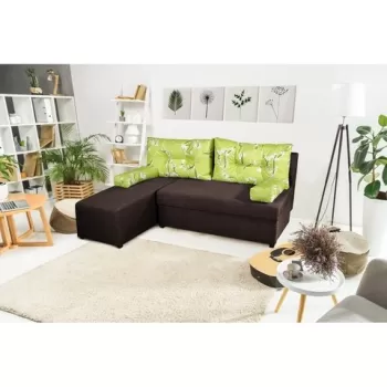 Coltar extensibil reversibil Modena Coffee Jasmine Flower 206x145x80 cm cu lada de depozitare imagine