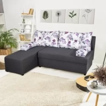 Coltar extensibil reversibil Modena Grey Magnolia 206 x 145 x 80 cm cu lada de depozitare imagine