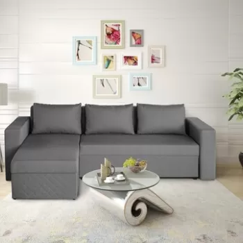 Coltar extensibil reversibil Napoli Gri, cu lada de depozitare, 247x148x78 cm imagine