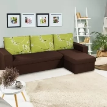 Coltar extensibil reversibil Oslo Dark Chocolate Jasmine Flower, cu lada de depozitare, 247x148x78 cm imagine