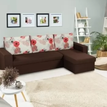 Coltar extensibil reversibil Oslo Dark Chocolate Roses Flower, cu lada de depozitare, 247x148x78 cm imagine