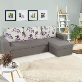 Coltar extensibil reversibil Oslo Grey Magnolia cu lada de depozitare, 247x148x78 cm imagine