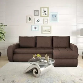 Coltar extensibil reversibil Siena Chocolate 243x141x81 cm cu lada de depozitare imagine