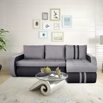 Coltar extensibil reversibil Siena Duo Antracit/Gri 243x141x81 cm cu lada de depozitare imagine